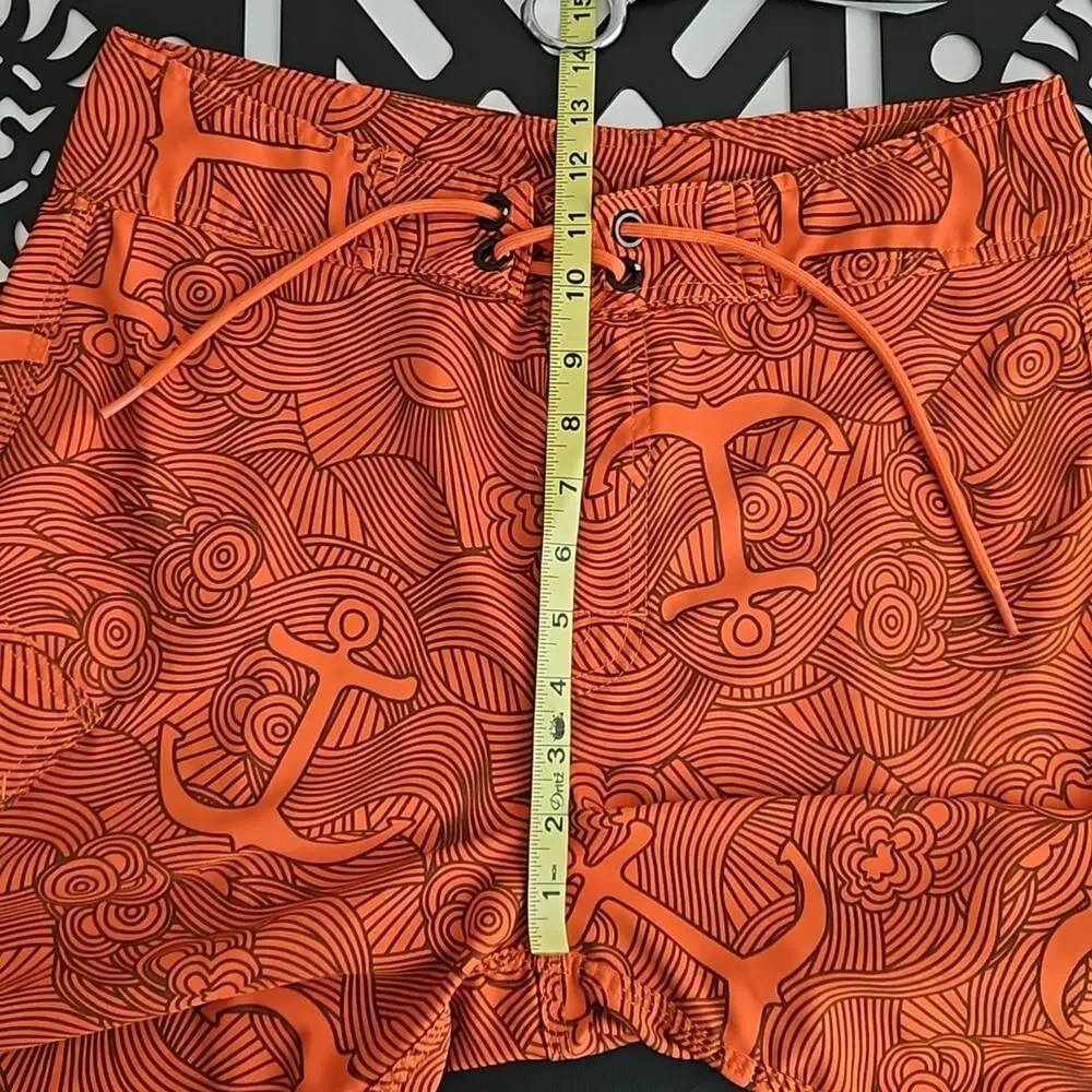 The North Face Board Shorts Swim Trunks Orange Anchors Waves Print‎ | Men's 32